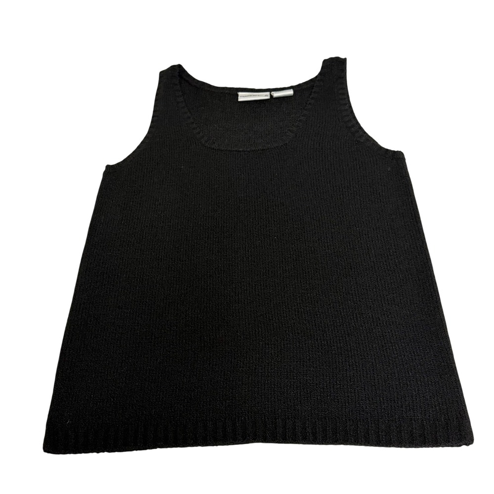 Fashion Bug Womens Medium Black Knit Sweater Tank Top Sleeveless Scoop Neck 90s